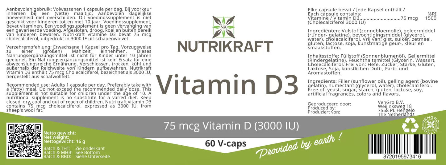 Vitamine D3 (3000 IE) 60 Vegan-Capsules