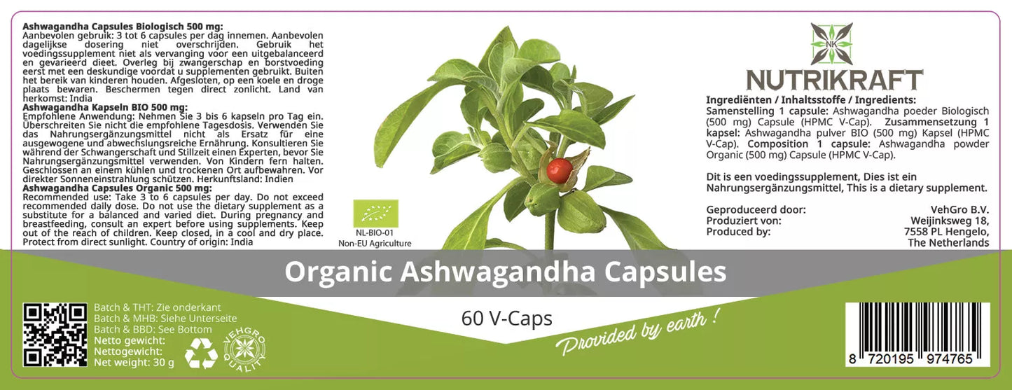 Ashwagandha Biologisch 60 Vegan-Capsules