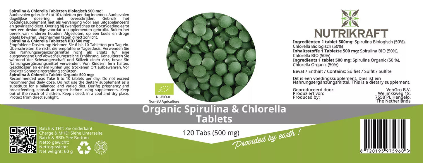 Chlorella & Spirulina  Biologisch 120 Organic-Tabs